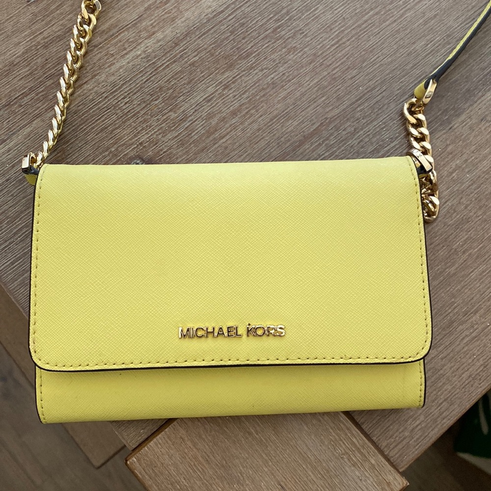 Michael Kors Yellow Crossbody wallet bag